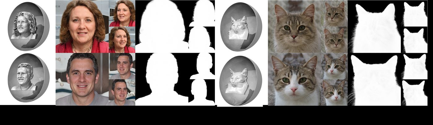 BallGAN: 3D-aware Image Synthesis with a Spherical Background teaser figure